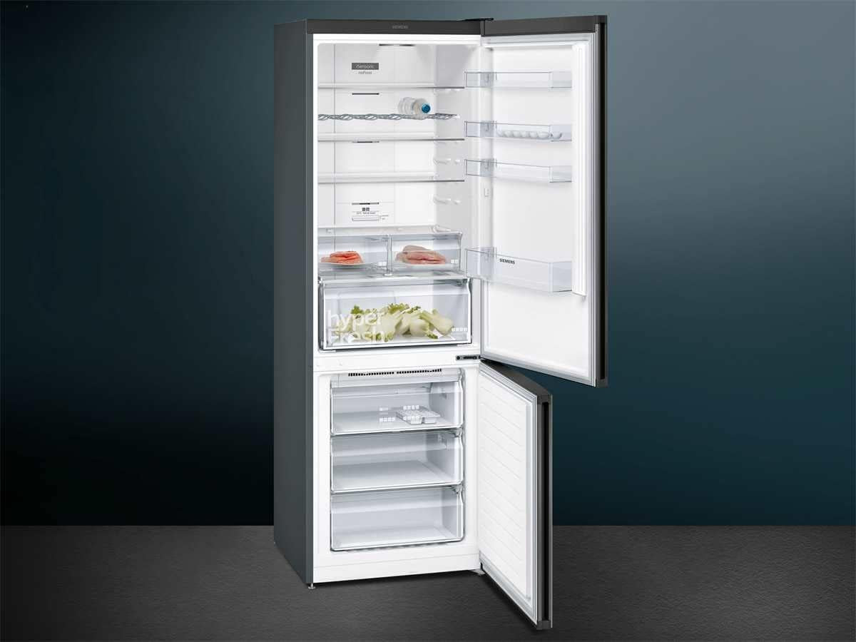 Iq300 KG49NXXEA Réfrigérateur-Congélateur Autoportante 438 L E Noir, Acier Inoxydable