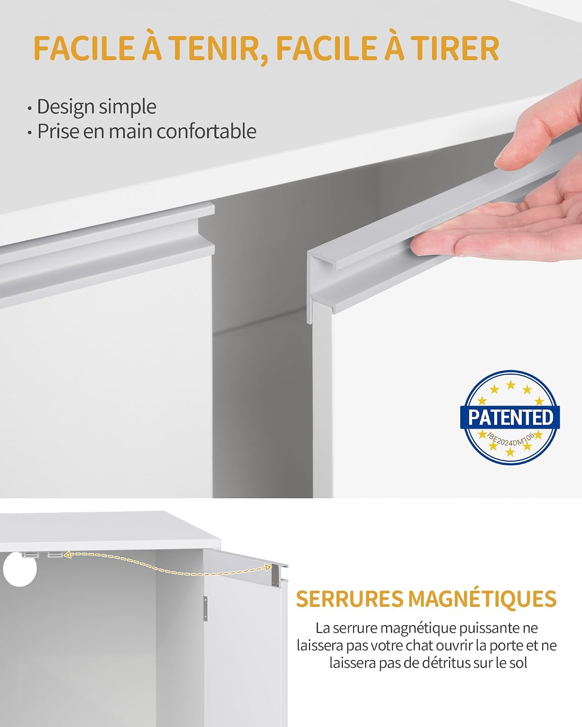 Meuble Litiere Pour 2 Chats, 100Cm Maison De Toilette Chat, Blanc | Maison Cachée Pour Chat Avec Chambres Doubles, 140 X 48 X 48 Cm, Pour Cacher Plupart Des Bacs À Litière Pour Chats, CB65603X