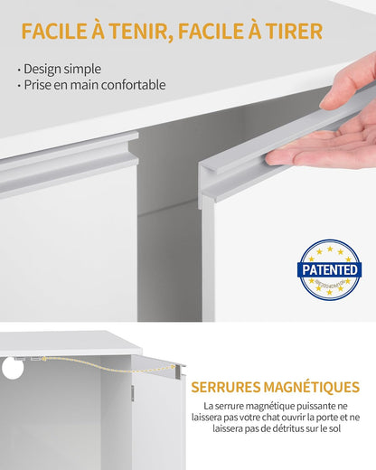 Meuble Litiere Pour 2 Chats, 100Cm Maison De Toilette Chat, Blanc | Maison Cachée Pour Chat Avec Chambres Doubles, 140 X 48 X 48 Cm, Pour Cacher Plupart Des Bacs À Litière Pour Chats, CB65603X