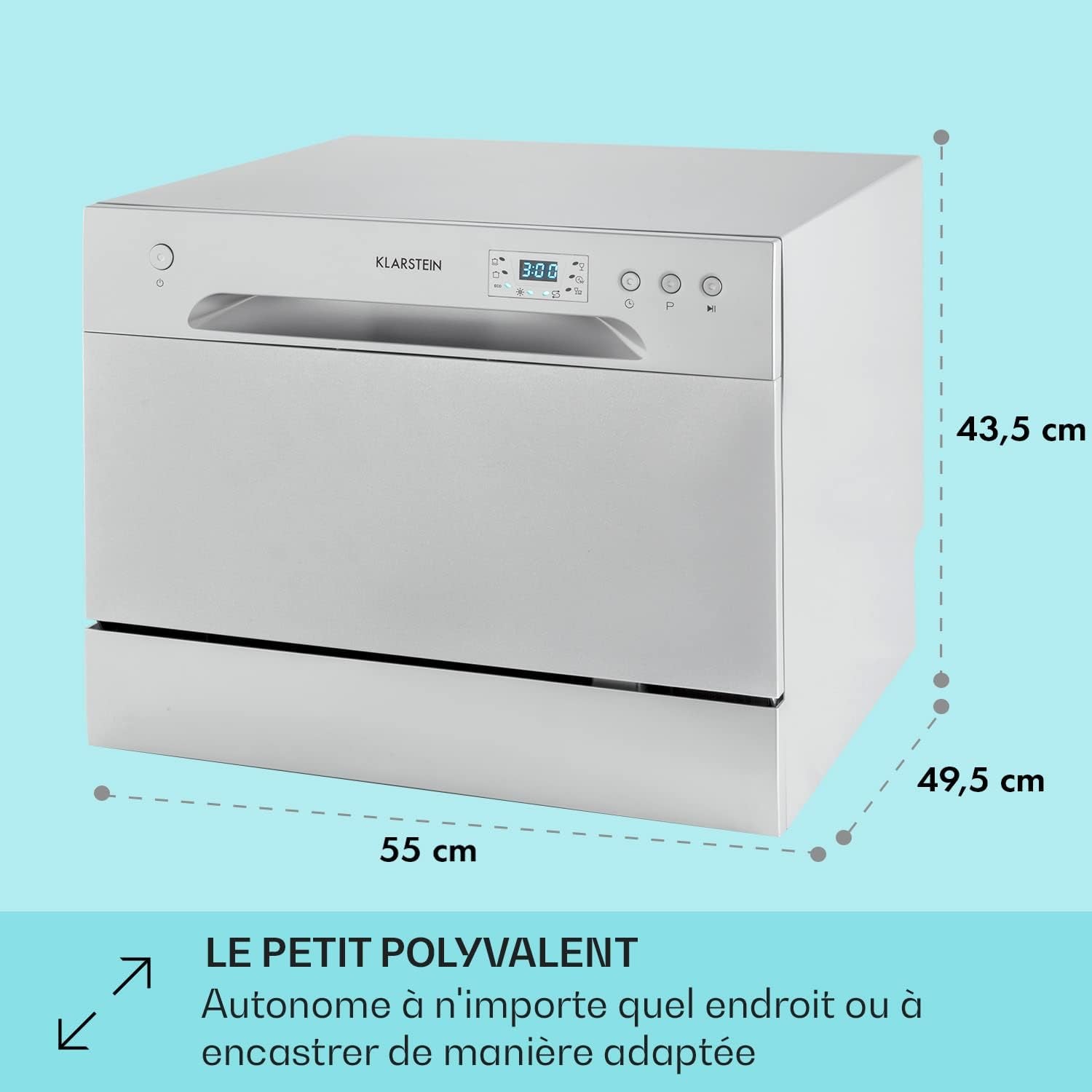 Mini Lave Vaisselle De 6 Couvert, Silencieux, 6 Programmes De Lavage, Petit Lave-Vaisselle De Table Compact, Portable, Facile À Installer Pour Maison, Bureau