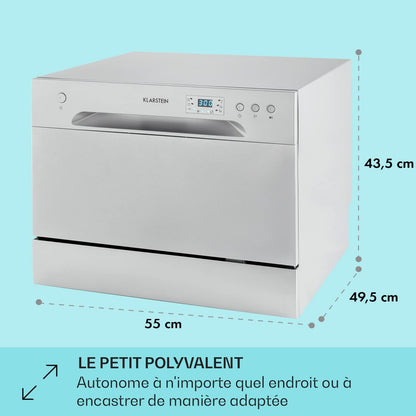 Mini Lave Vaisselle De 6 Couvert, Silencieux, 6 Programmes De Lavage, Petit Lave-Vaisselle De Table Compact, Portable, Facile À Installer Pour Maison, Bureau