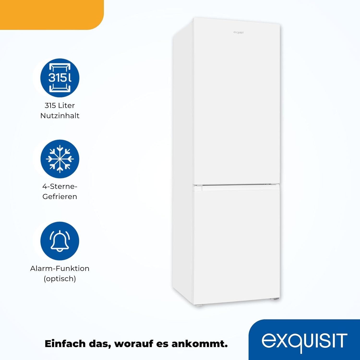 Exquisit GC320-95-E-040C Weiß Stand Kühl-Gefrierkombination, 60 Cm Breit, 315 L, LED Beleuchtung, Gemüseschublade, Weiß
