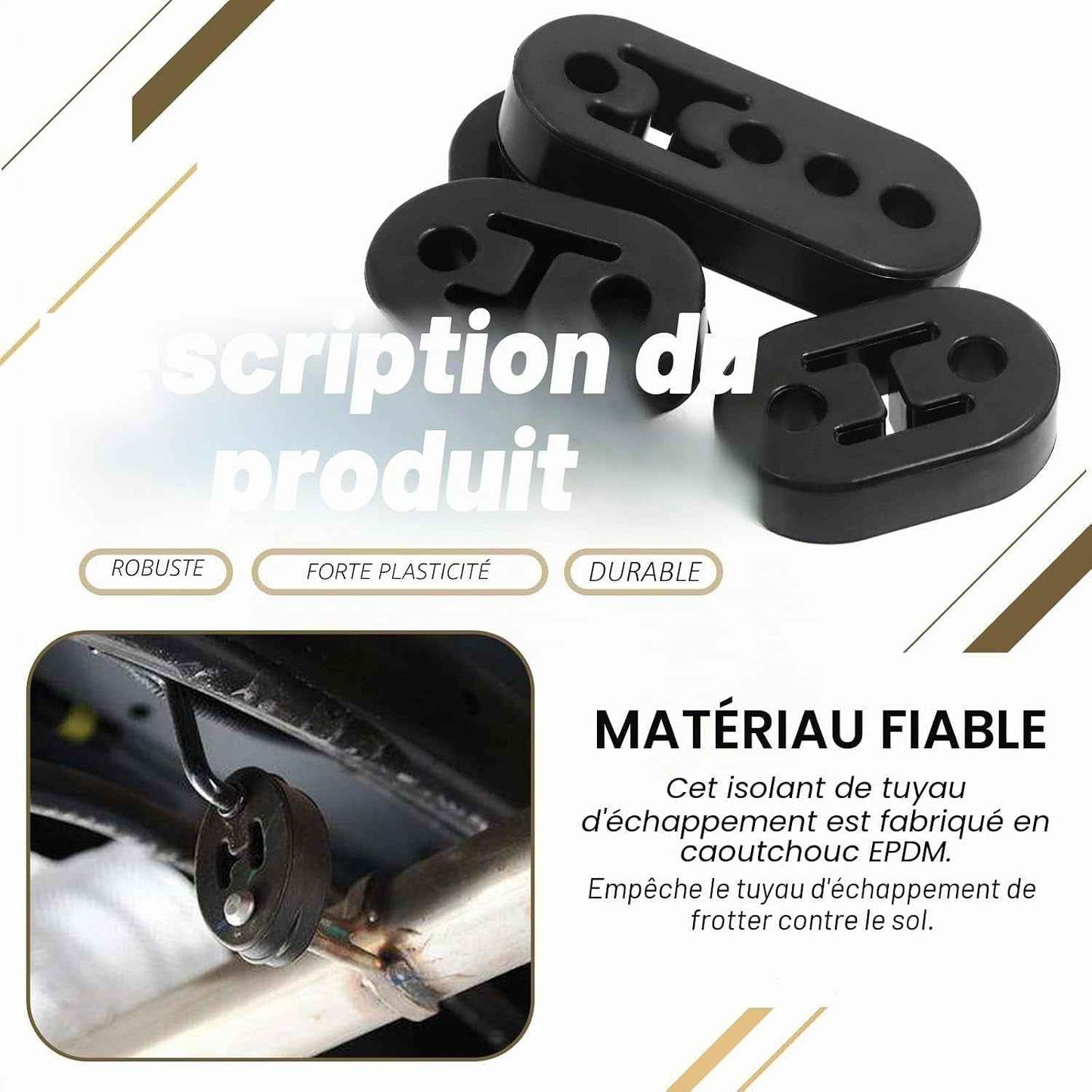 Lot De 6 Supports Isolants En Caoutchouc Pour Pot D'Échappement De Voiture Avec Tiges De Suspension D'Échappement Universelles À Souder À 90° (2 Trous, 4 Trous, Diamètre Du Trou 1,19 Cm)