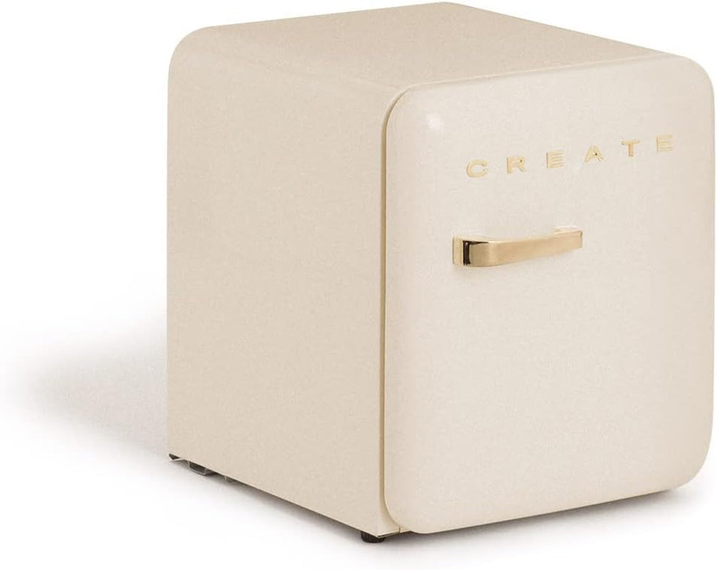 / RETRO FRIDGE 50 Gold/Réfrigérateur Blanc Cassé Avec Poignée Or/Pratique Et Fonctionnel, Matériaux Résistants