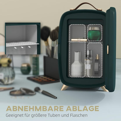 Mini Réfrigérateur 6 L - Réfrigérateur Cosmétique Avec Étagère De Rangement, Réfrigérateur De Beauté Avec Poignée, Pieds Pour Cosmétiques, Boissons, Vert Foncé