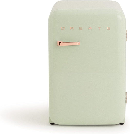 / RETRO FRIDGE 83.5 ROSE Gold/Réfrigérateur Vert Avec Poignée or Rose/Pratique Et Fonctionnel, Matériaux Résistants