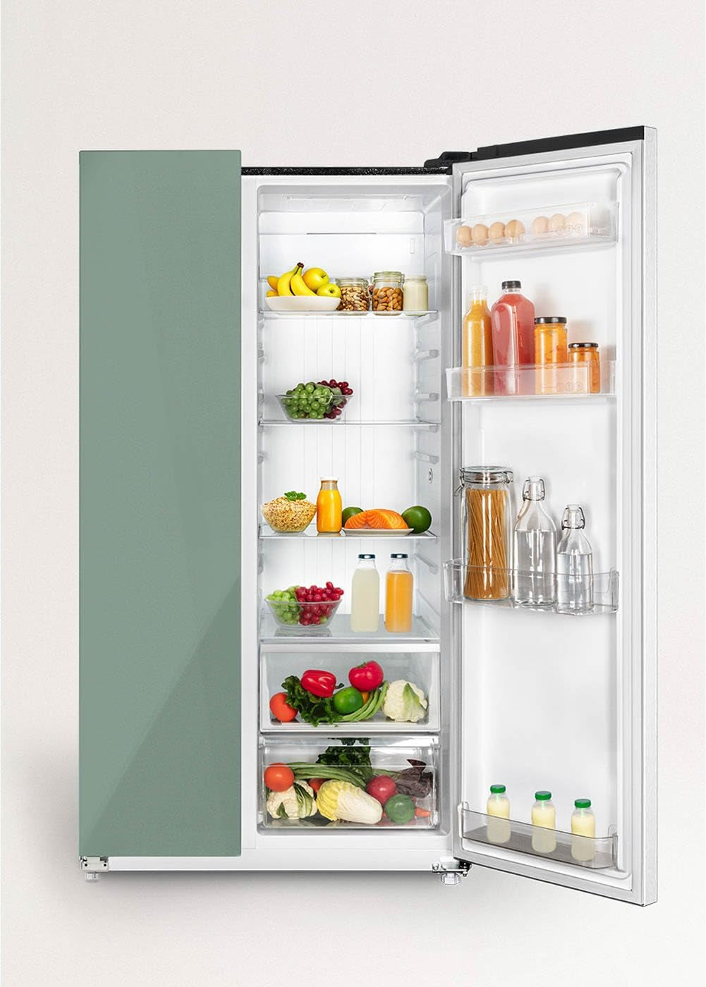 / FRIDGE STUDIO SIDE by SIDE 550 / Réfrigérateur Style Side by Side 550L Vert Sauge / 91,2 X 70,4 X 177,7 Cm/No Frost, Traitement Antibactérien, Commande Tactile Électronique, 158W
