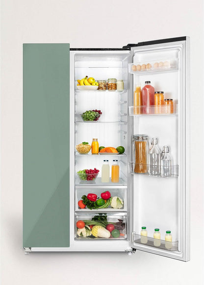 / FRIDGE STUDIO SIDE by SIDE 550 / Réfrigérateur Style Side by Side 550L Vert Sauge / 91,2 X 70,4 X 177,7 Cm/No Frost, Traitement Antibactérien, Commande Tactile Électronique, 158W