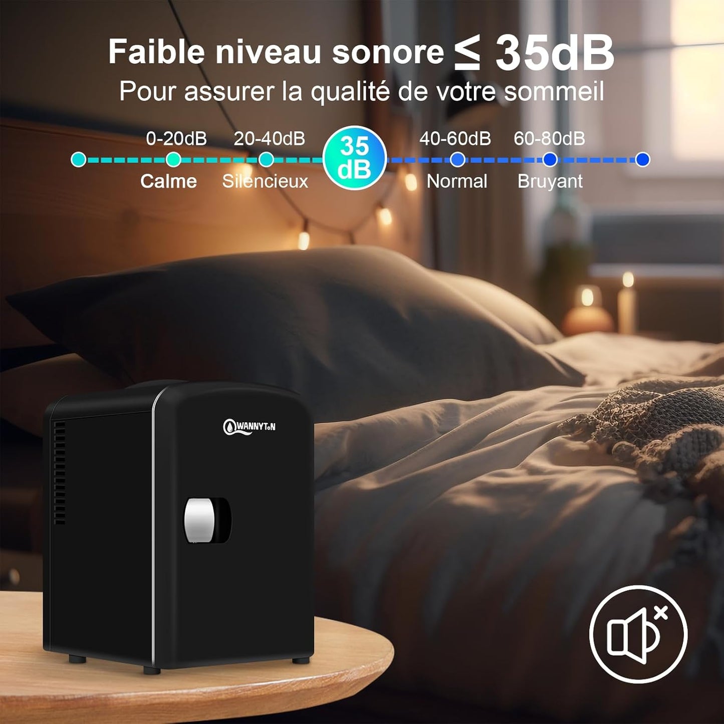 Mini Frigo Portable 4L, Mini Réfrigérateur Cosmétique, Mini Glacière Électrique, Fonction Froid/Chaud, Avec Câble AC 220V/ DC 12V Pour Voiture, Bureau, Chambre (Noir)
