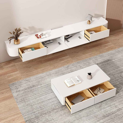 Meuble TV Flottant, Étagères TV Murales Avec Porte, Console Multimédia TV, Meuble TV Flottant, Grand Banc TV De Rangement Sous La Télévision(Blanc,140Cm/55.1")
