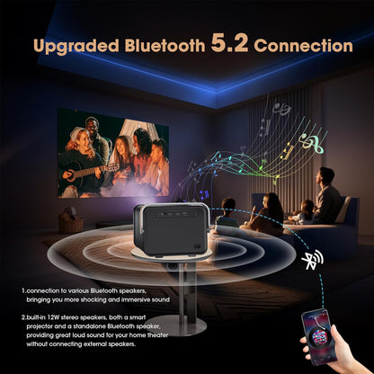 Projecteur, Mini Projecteur Portable 1080P HD 4K, Projecteur Home Cinéma Avec 5G Wifi 6 Et Bluetooth, Projecteur Vidéo Extérieur Pour Phone/Android/Tv Stick/Hdmi/Usb/Ordinateur Portable/Ps5