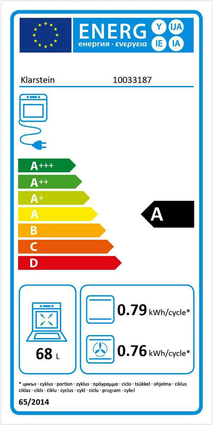 Kalahari - Four Encastrable, Électrique, Volume 68L, Classe D'Efficacité Énergétique A, 59,5 Cm, Plage De Température : 50-250°C, 7 Fonctions, 5 Inserts, Sécurité Enfant - Noir Cosmos
