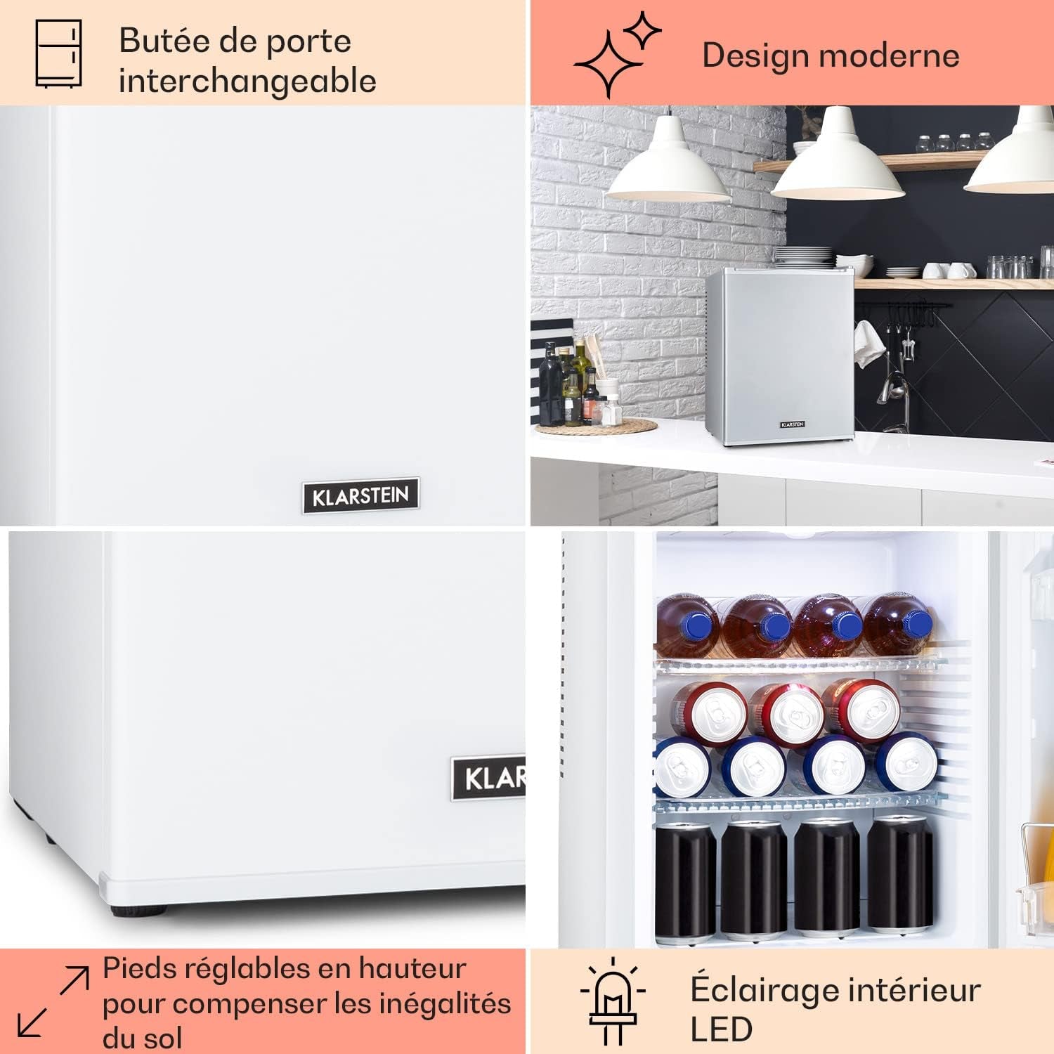 Mini Frigo De Chambre De 33L Pour Snacks Et Boissons, Petit Frigo Top Silencieux, Mini Bar, Petit Réfrigérateur Camping, Mini Frigo Cosmetique, Refrigerateur Avec Étagères Réglables, 5-15°C