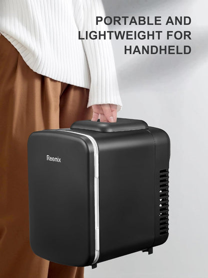 Mini Frigo De Chambre 4L/6 Canettes, Petit Frigo Portable 240V/12V, Mode Silencieux, Fonction Chaud Et Froid, Refrigerateur Petit, Frigo Bar (Noir)