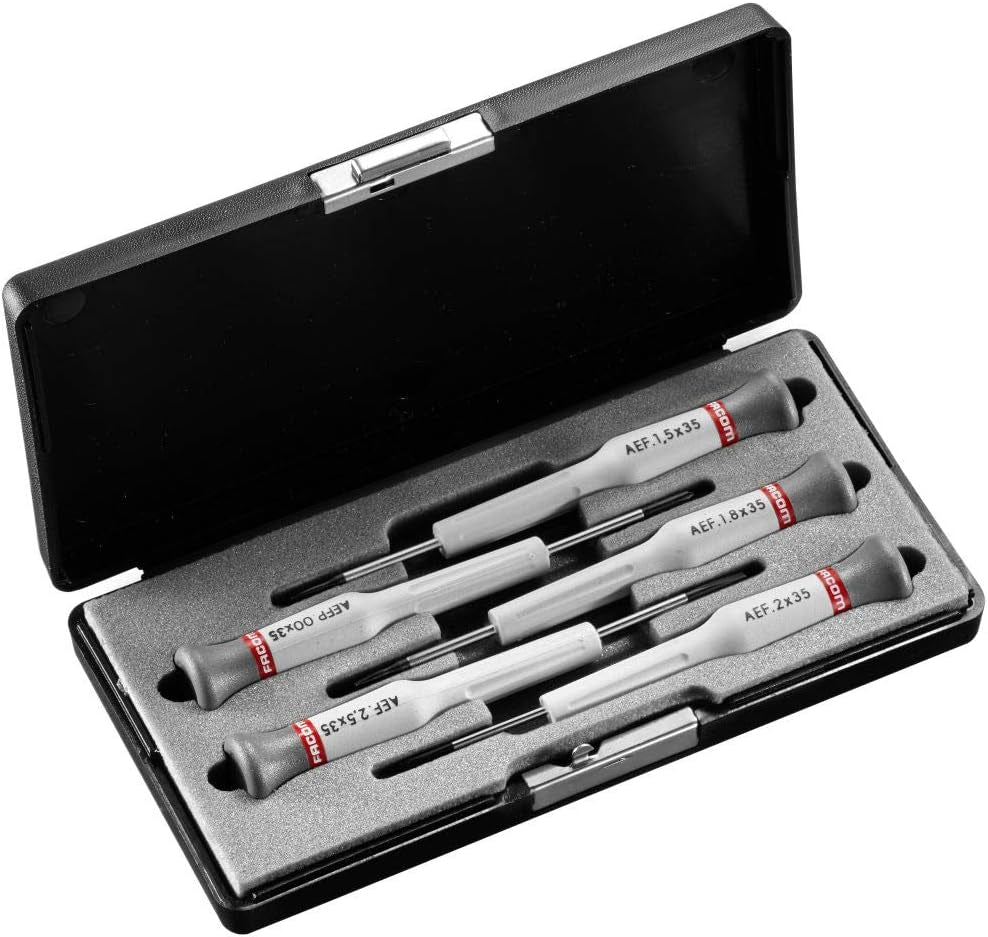 FACOM AEF.J1 Coffret De 5 Tournevis Micro-Tech Pour Vissage De Précision - Fente Et Phillips