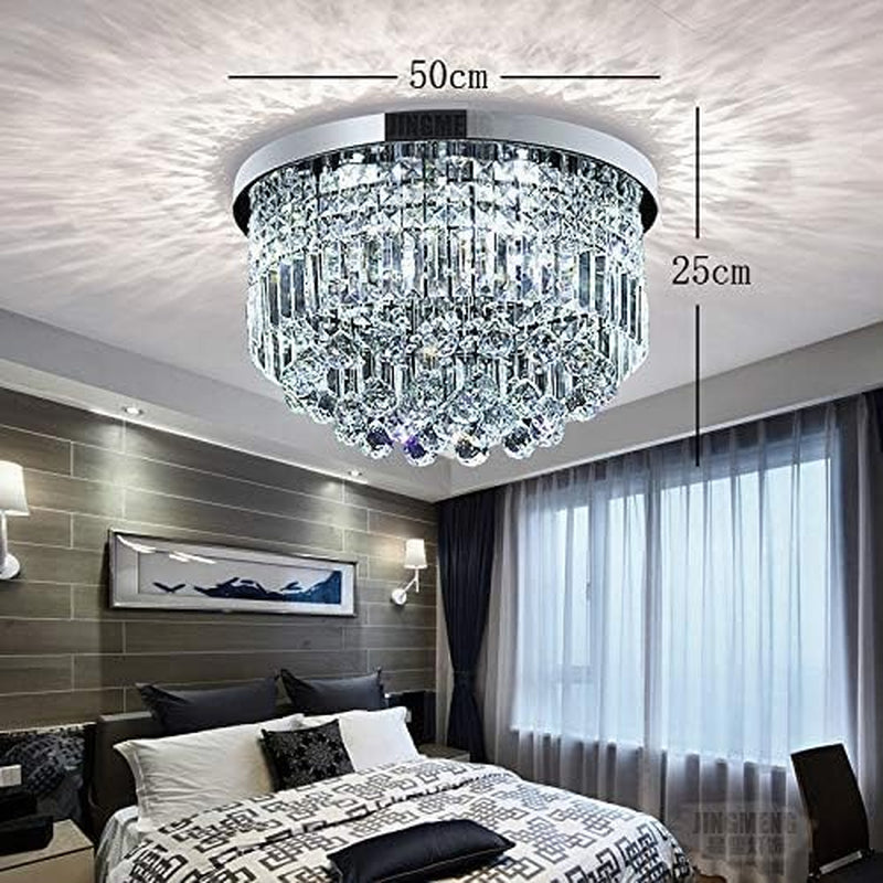 Lustre De Gouttes De Pluie En Cristal Clair Moderne Éclairage Encastré Montage LED Plafonnier Pour La Salle À Manger Salle De Bains Chambre Salon E14 Ampoules Requis