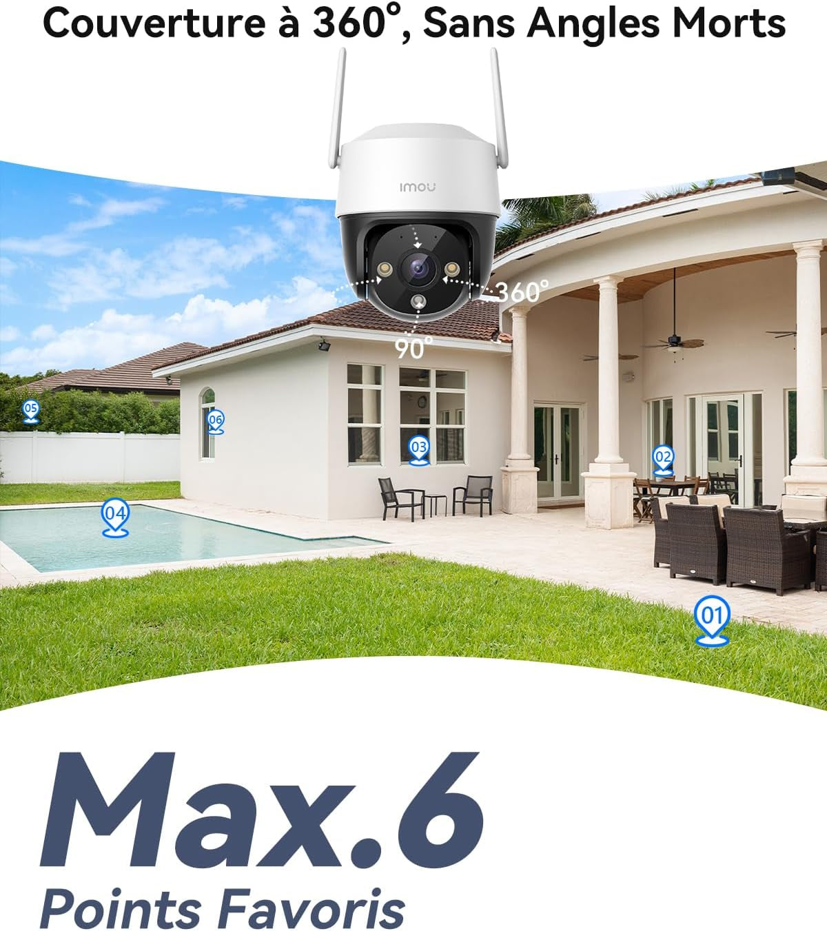 3K(5MP) Lot De 2 Caméras Surveillance Wifi Extérieure 360° | Vision Nocturne Couleur 30M, Détection De Personne/Véhicule, Suivi Intelligent, IP66, Wifi 2.4Ghz/Wifi 6,Audio Bidirectionnel