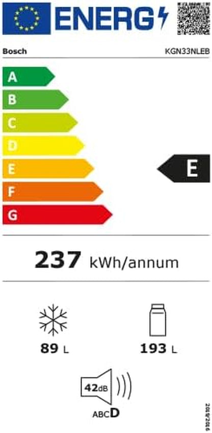 KGN33NLEB Série 2 Réfrigérateur Combiné Pose-Libre - 282L - L 60Cm X H 176Cm - Inox