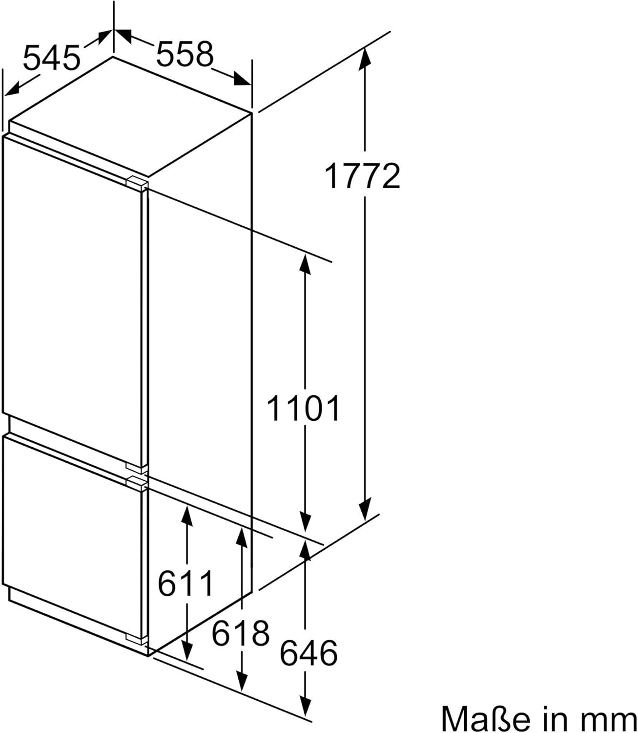 Iq500 KI87SADD0 Réfrigérateur-Congélateur Intégré (Placement) 208 L D Blanc