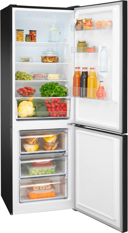 Amica KGCL 388 160 S Réfrigérateur/Congélateur/Noir/185,5 Cm (H) X 59,5 Cm (L) X 59,5 Cm (P) / Commande Électronique/Tiroir Vitcontrol/Capacité Utile 315 L/Contrôle Du Gel