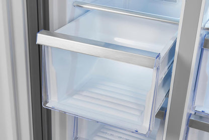 Exquisit MD430-100-WS-200E Stand Kühl-Gefrierkombination, 84Cm Breit, 432 L, Nofrost, Wasserspender, Inoxlook-Az