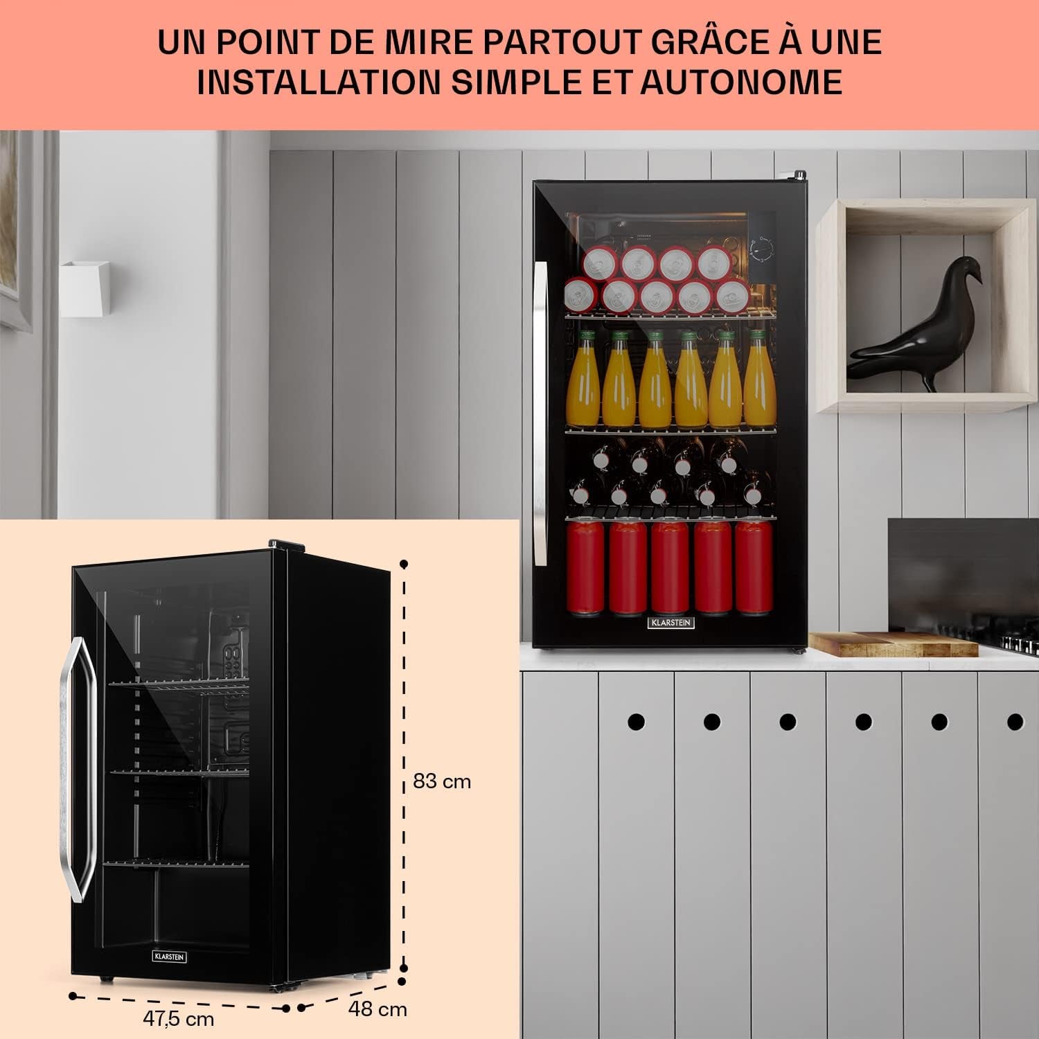 Mini Frigo De Chambre Et Bureau Pour Boisson, Silencieux, Refrigerateur Mini Bar 80L, Pour Camping, Étagères Réglables, Ondulés Pour Le Vin, Cannette, Beer Fridge