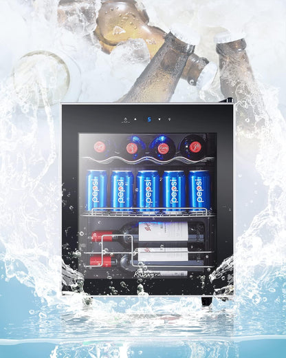 KRC-40GE Mini Réfrigérateur Avec Panneau De Commande Tactile, Zone De Refroidissement 5-18 °C, Porte En Verre En Acier Inoxydable, Réfrigérateur Bouteille, 40 L [Classe Énergétique G]