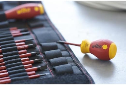Tournevis Porte-Embout Isolé Avec 14 Embouts Slimvario Et Testeur De Tension (36068) Dans Trousse Pliable | (36068) Electrician Tools | Slimbit I Slotted, Phillips, Torx, Plusminus, Voltage Tester I Screwdriver Set