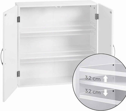 Armoire Murale Pour Salle De Bain, Placard De Rangement Mural Pour Salle De Bain, 18 X 60 X 60 Cm, Armoire À Pharmacie Avec Étagères Réglables, Blanc Nuage BBC320W01