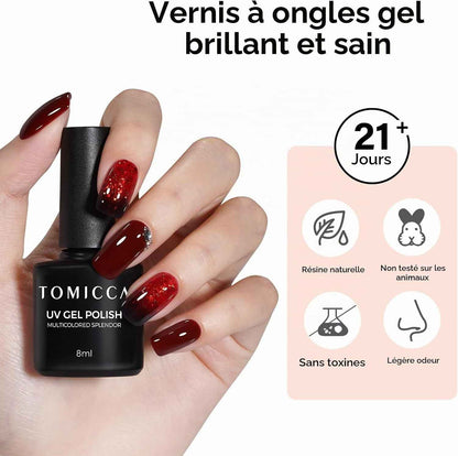 Vernis Semi Permanent Blanc Rose Violet Kit, 6 Couleurs Vernis Gel UV Semi Permanent Kit, Vernis À Ongles Gel Nail Polish UV LED Soak off Manucure Nail Art Kit, 8ML