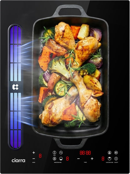 Plaque Induction Avec Hotte Intégrée 2 Feux Flexzone, Plasma Anti-Odeurs