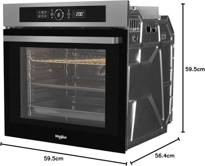 Whirlpool AKZ9635IX Four Encastrable - Multifonction, Chaleur Tournante Ou Pulsée, 73L, Porte Froide (4 Vitres), Inox, Noir, Classe A+