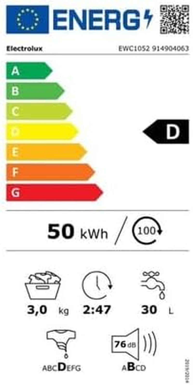 Lave-Linge Frontal 3Kg 1000 Tours/Min - EWC1052