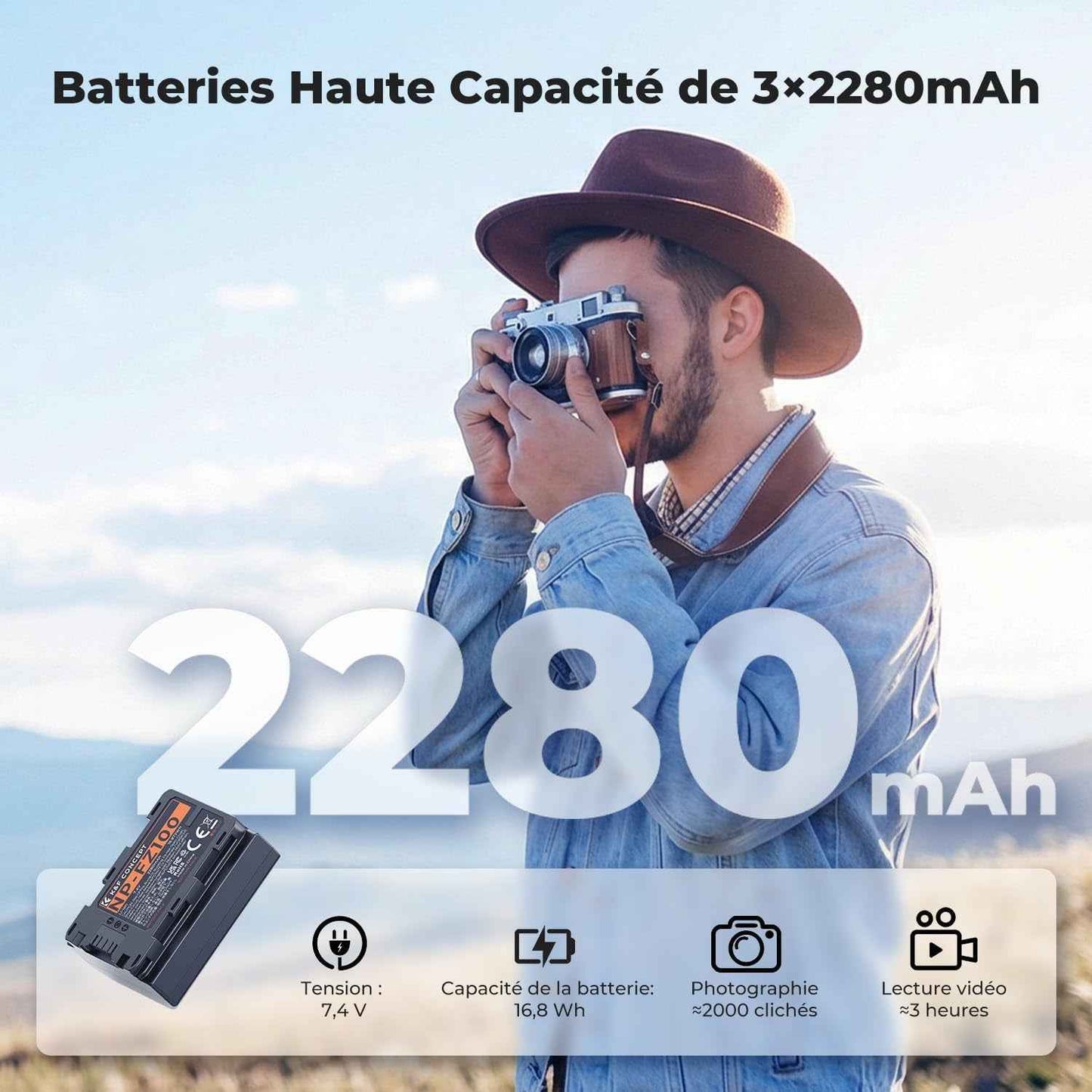 NP-FZ100 Batterie Et Chargeur À Trois Slot 3X 2280Mah Batterie | Batterie Pour Sony A6700, A7Iii, ZV-E1, A7Iv, A7C, FX3, FX30, A9, A6600, Zv-E10Ii, Alpha 9, A9S, A7R III, A7R IV, A7RV