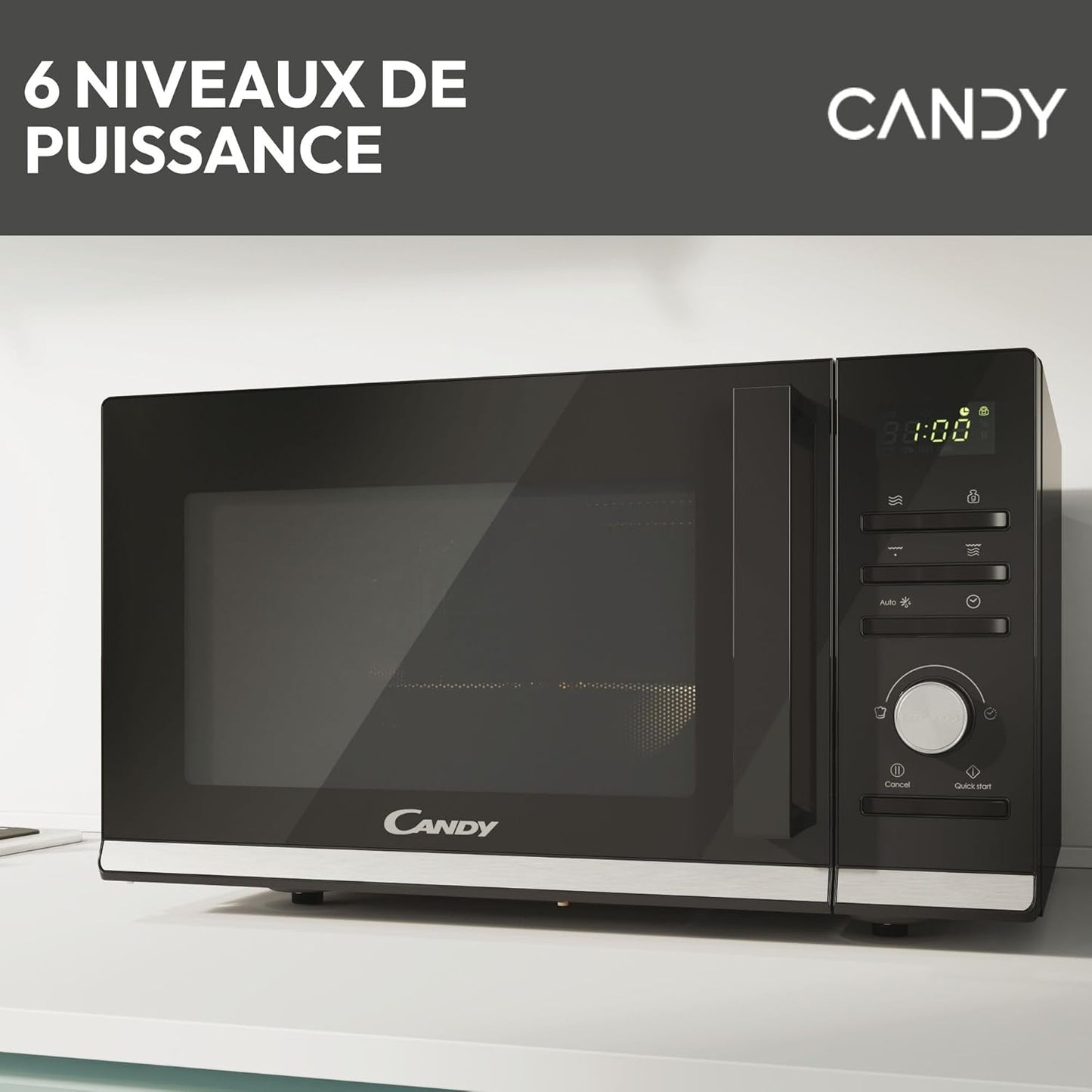 Moderna CMGA25TNDB Four Micro-Ondes Avec Grill, 900 W, 25 Litres,Fonction Décongélation, 20 Menus Automatiques, Nettoyage Facile, Noir