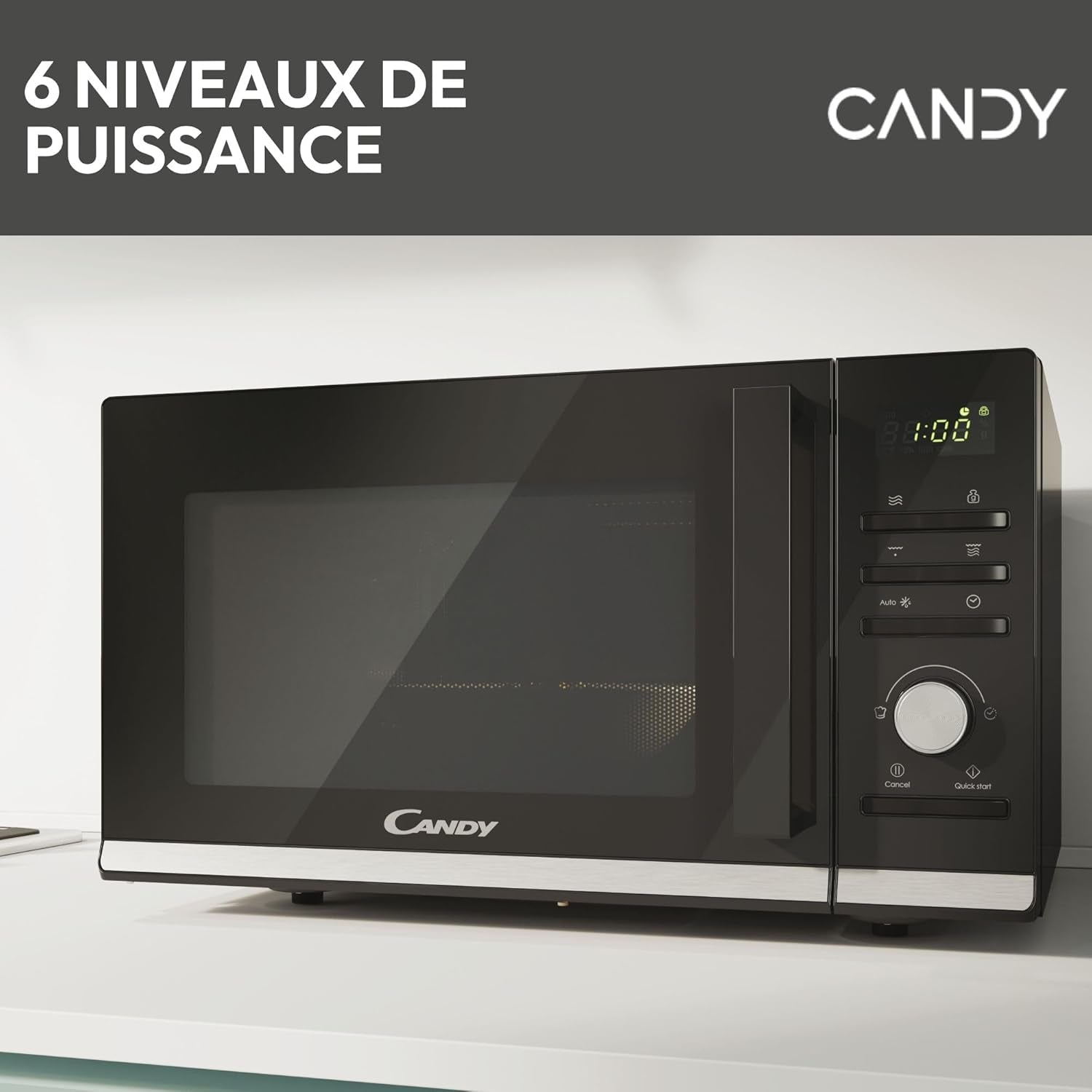 Moderna CMGA25TNDB Four Micro-Ondes Avec Grill, 900 W, 25 Litres,Fonction Décongélation, 20 Menus Automatiques, Nettoyage Facile, Noir