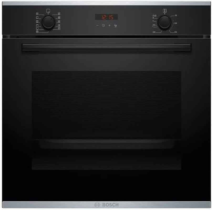 Bosch HBA274BB3F Série 4 - Four Encastrable, Pyrolyse, 10 Recettes Auto | 60 X 60 Cm, Noir, Hotair 3D, Assistant De Nettoyage Par Hydrolyse En 4 Min, Ecran LED, Affichage Rouge, Boutons Push-Pull