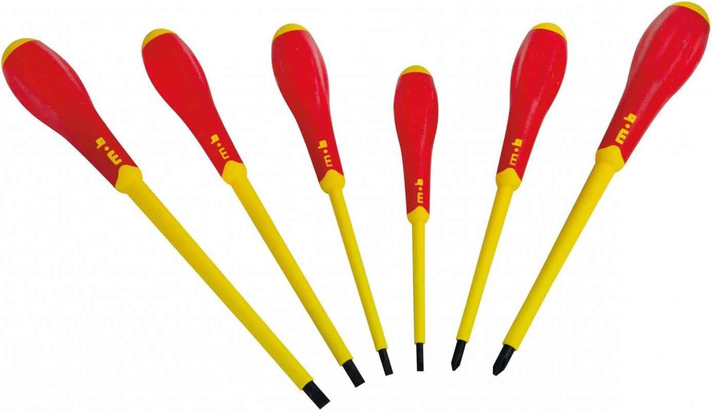 Jeu De 6 Tournevis Isolés 1000V – Fente + Phillips®, Norme NF ISO 8764 / NF ISO 2380 / EN 60900 – Manche Ergonomique Antidérapant, Outil Professionnel Électricien