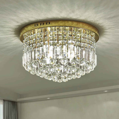 Saint Mossi Lustre En or À 9 Lumières Lustre Moderne K9 Lustre De Plafond Goutte De Pluie En Cristal Plafonnier Encastré Pour Salle À Manger, Chambre, Salon, H50Cm X D50 Cm
