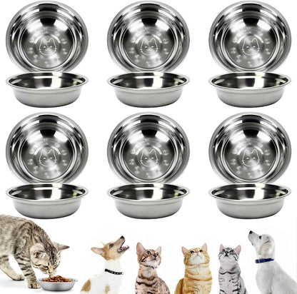 Bols Chat En Acier Inoxydable Pour Chats, 6 Gamelles Rondes En Acier Inoxydable Pour Chats Pour Chats Chiots Hamsters Lapins Chien Petits Animaux