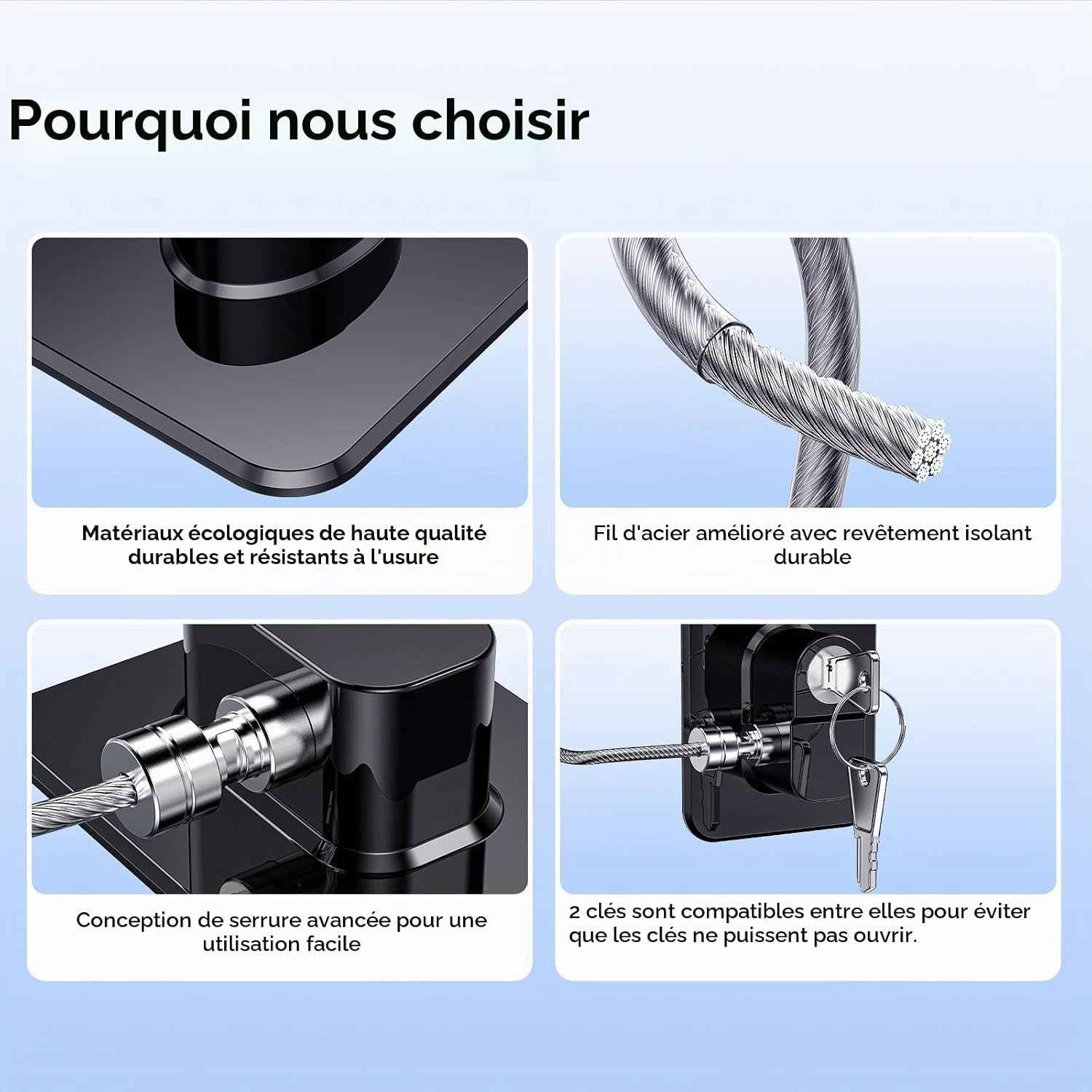 Lot De 2 Cadenas Frigo Pour Bloque Réfrigérateur, Armoires Et Tiroirs, Four, Fenêtres, Verrou Frigo Enfants Sans Percage Ni Outils, Serrure Sécurité Pour Bébés, Enfants Et Adultes (Noir) (EU Brevet)