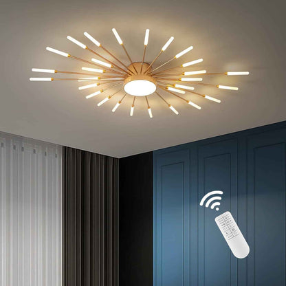 Plafonnier Led Moderne, Lustre 28+1 Têtes À Intensité Variable,Plafonniers Doré Pour Chambre À Coucher,Salon,Cuisine,Salle À Manger, Restaurant,Bureau, 3000K-6000K Avec Télécommande
