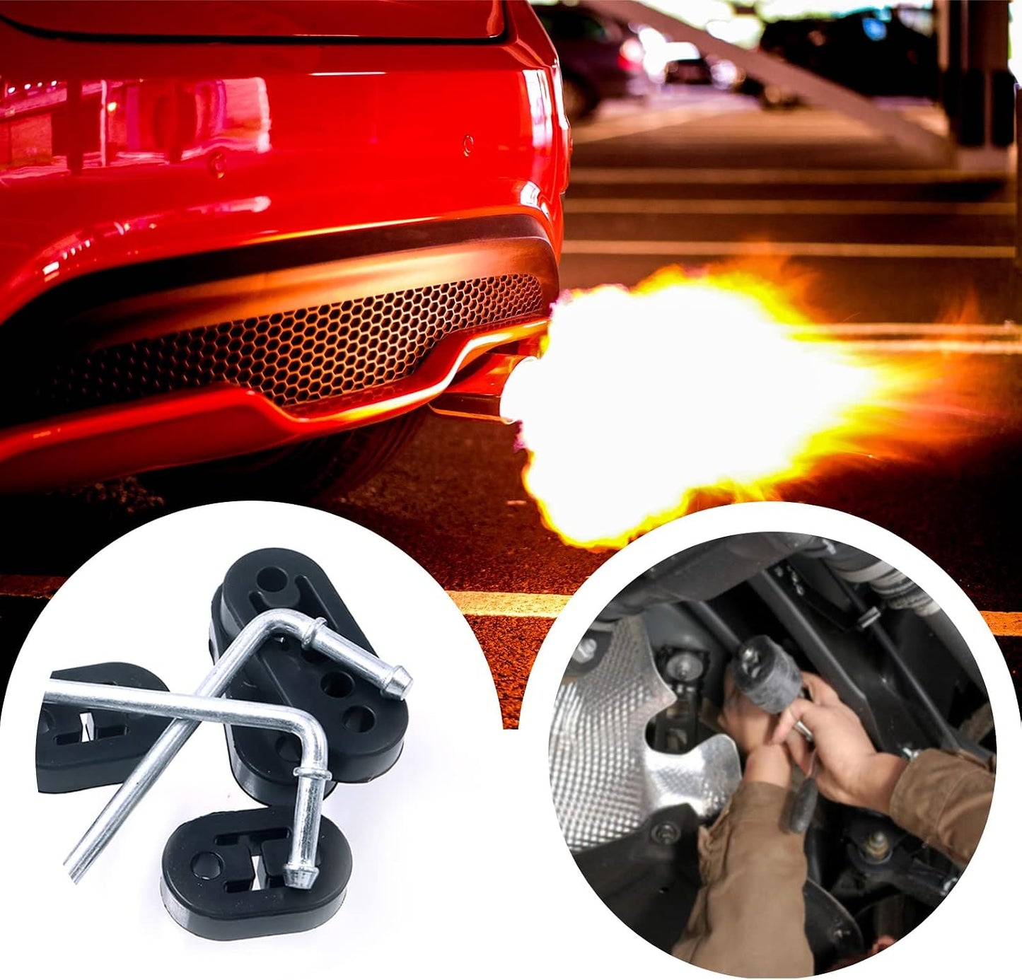 Lot De 6 Supports Isolants En Caoutchouc Pour Pot D'Échappement De Voiture Avec Tiges De Suspension D'Échappement Universelles À Souder À 90° (2 Trous, 4 Trous, Diamètre Du Trou 1,19 Cm)