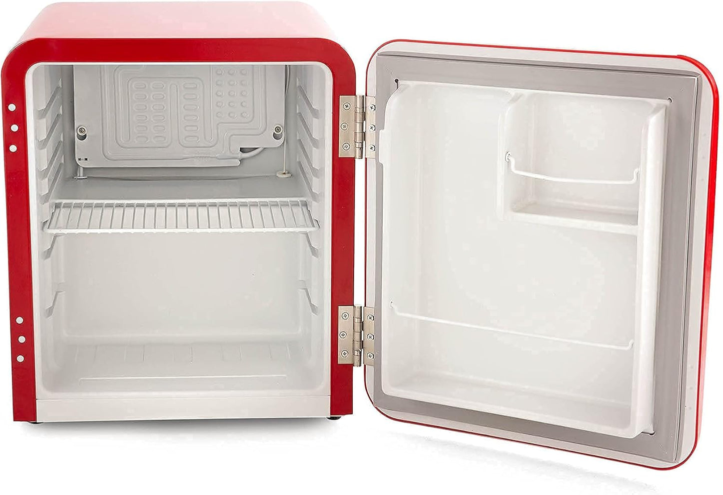 - Mini Réfrigérateur Freezy | Classe A+ | Température Réglable | Design Vintage Américain | Petit Réfrigérateur À Porte Unique | 2 Compartiments + 1 Vertical Eau Ou Vin | Rouge