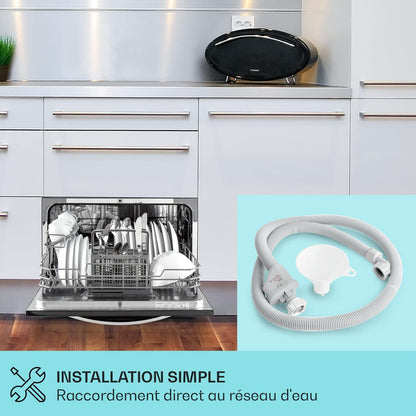 Mini Lave Vaisselle De 6 Couvert, Silencieux, 7 Programmes De Lavage, Petit Lave-Vaisselle De Table, Portable, Facile À Installer Pour La Maison Et Bureau
