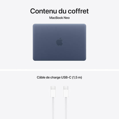 Macbook Neo 13″ 2026 Portable Avec Puce A18 Pro : Conçu Pour L’Ia Et  Intelligence, Écran Liquid Retina, Mémoire Unifiée 8 Go, SSD 256 Go, Caméra Facetime HD 1080P ; Indigo