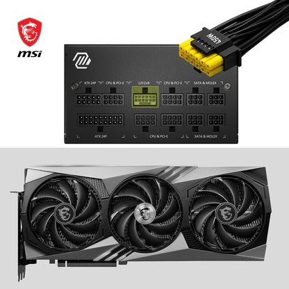 MSI MAG A750GL PCIE5 Alimentation Modulaire ATX 3.1, 80 plus Gold | 750W, Compatible Pcie 5.0, Ventilateur FDB 120Mm, Full-Bridge LLC, Câbles Plats Noirs, Garantie 7 Ans