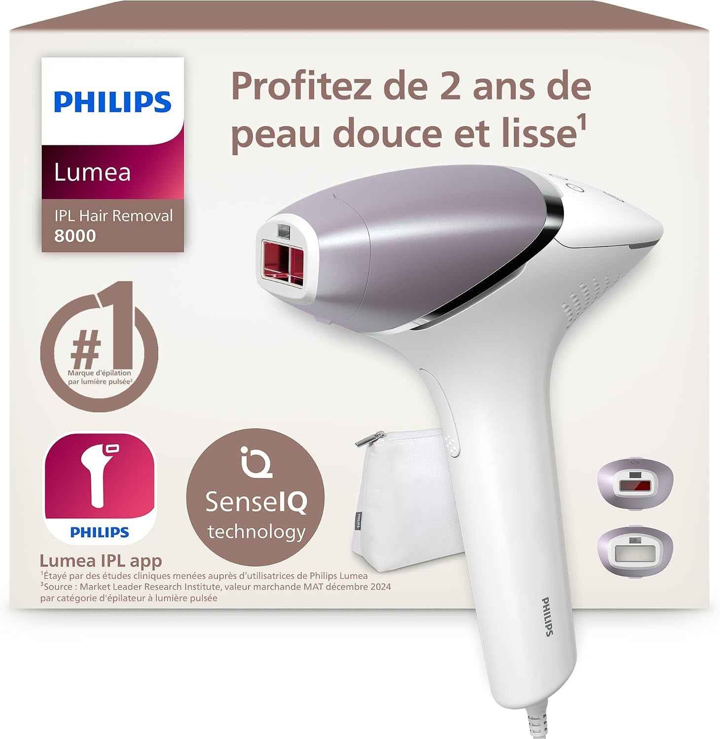 Lumea Epilateur À Lumiere Pulsee Serie 8000 - Epilateur Avec Technologie Senseiq, 2 Embouts Pour Le Corps Et Le Visage, Utilisation Filaire (Modèle BRI944/00)