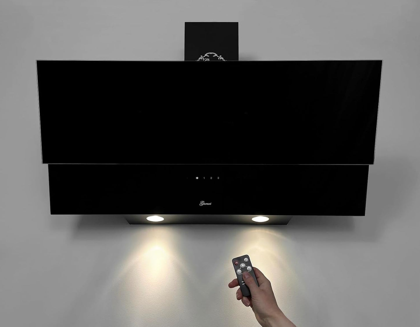 Hotte Murale 90 Cm  GCH D 268 9 Prime/Hotte Aspirante Noire Classe a 1000 M³/H Avec Télécommande/Hotte De Cuisine Avec Evacuation Ou Recyclage/Hotte Inclinée Avec Filtre À Charbon
