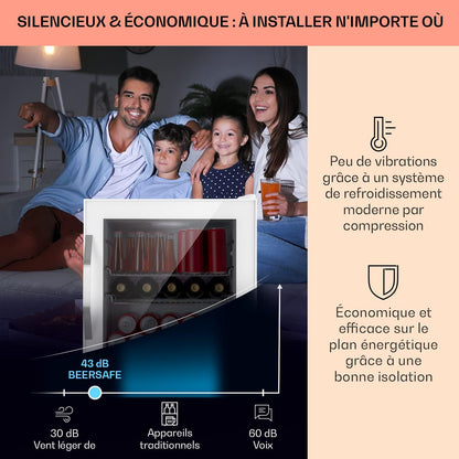 Mini Frigo De Chambre Et Bureau Pour Boisson, Petit Frigo Silencieux, Refrigerateur Mini Bar 47L, Petit Réfrigérateur Camping, Étagères Réglables Pour Le Vin, Cannette, Beer Fridge